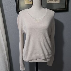 Rachel Zoe Soft Cream V-Neck Sweater